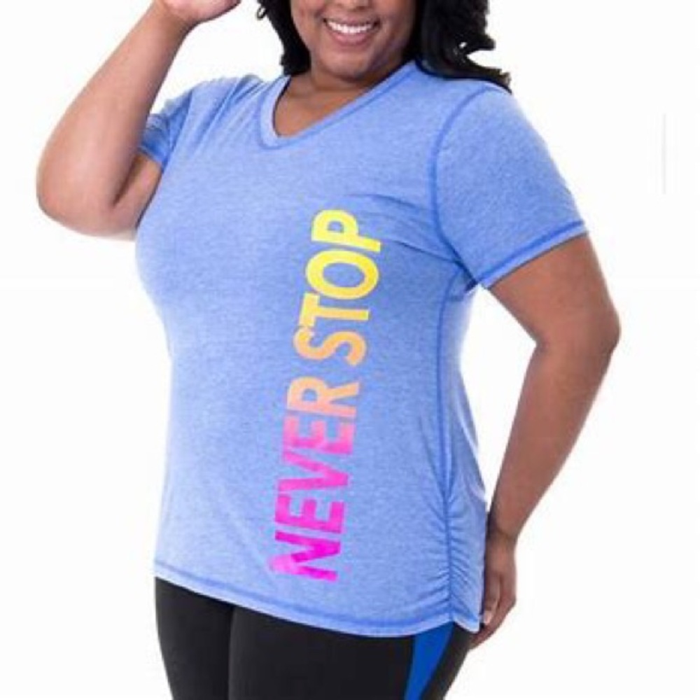 🎈Light blue active graphic short sleeve v-neck